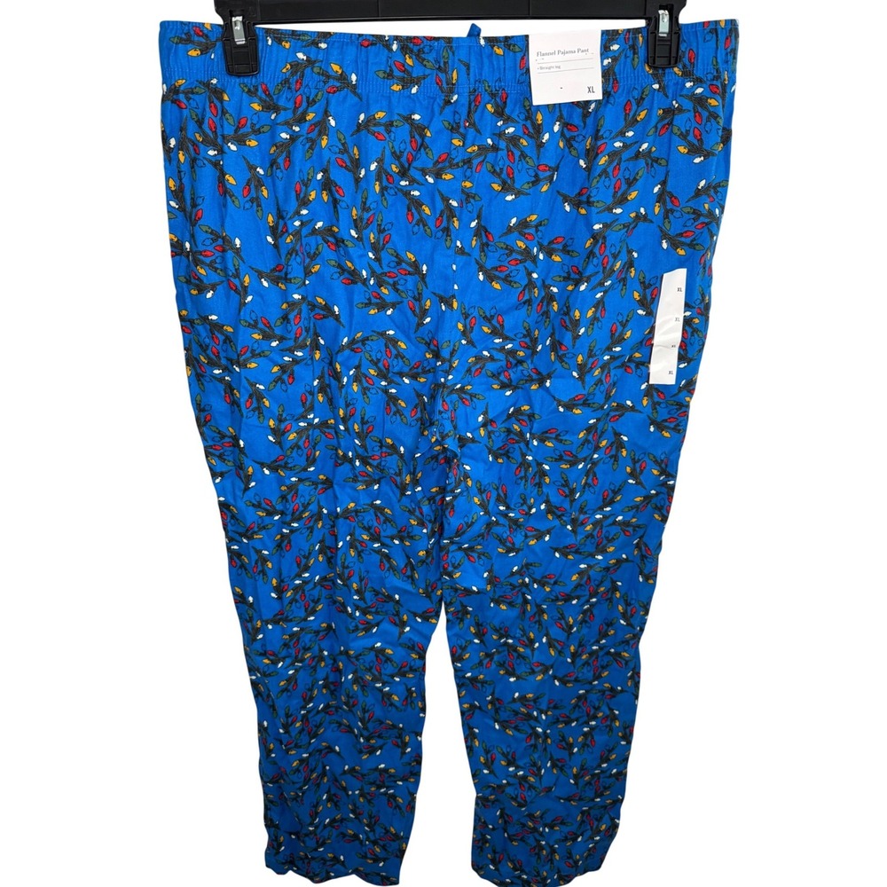 Goodfellow & Co Men's Flannel Pajama Pants Blue Christmas Lights XL New With Tag - Picture 2 of 9